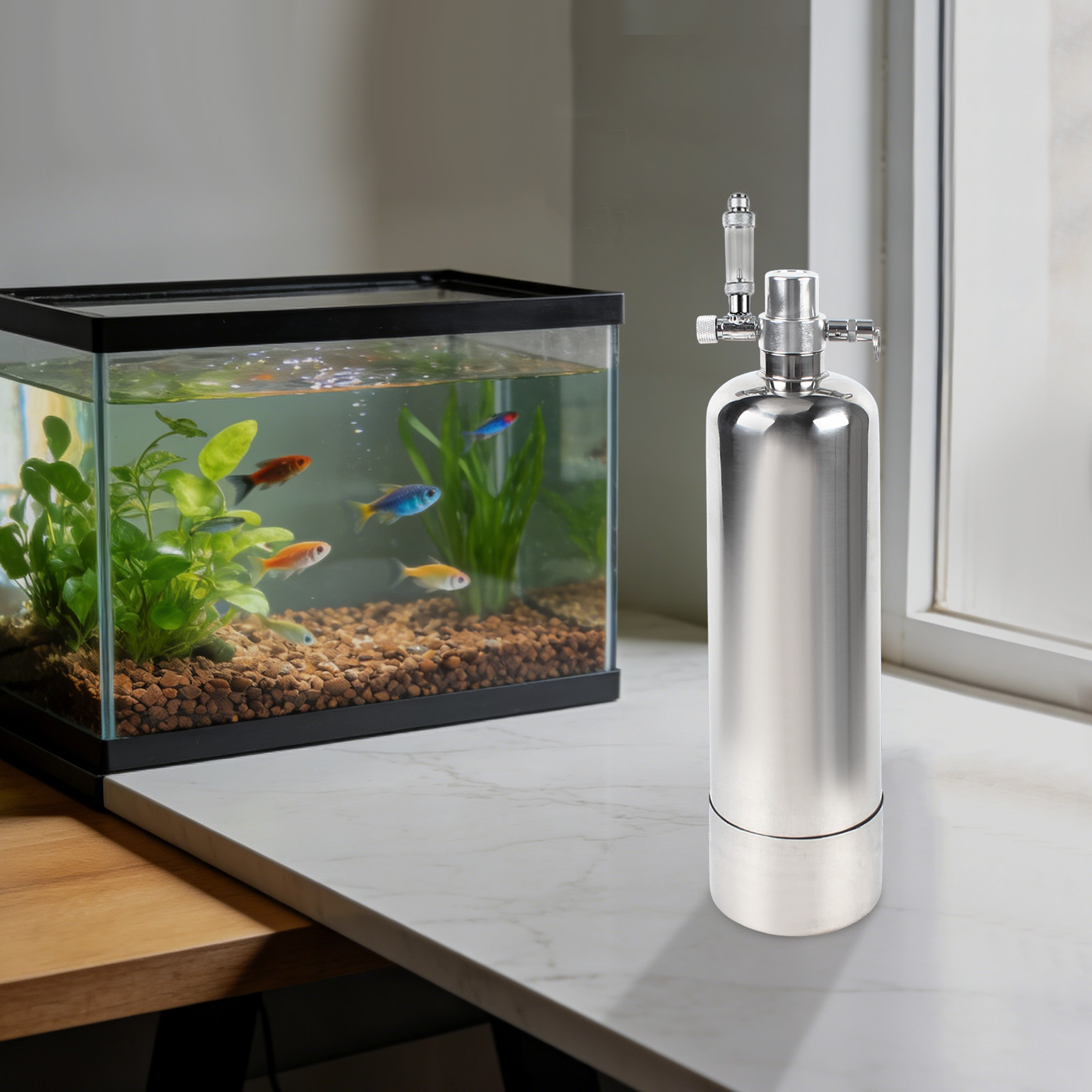 Planted Aquarium Co2 Kit - 2L/0.53Gal CO2 Generator Mechanism, Stainless Steel